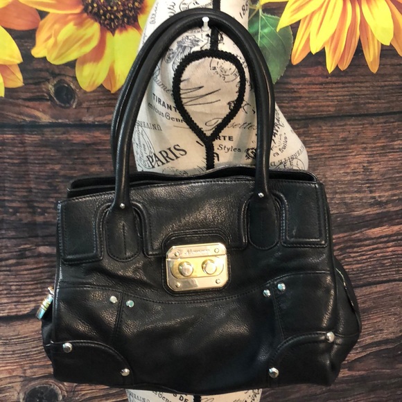 B. Makowsky Bag Satchel Leather Black